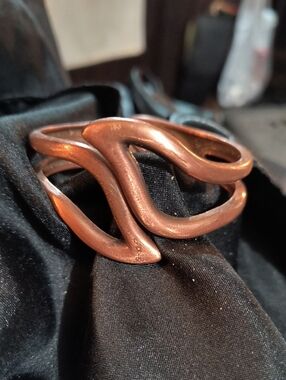 Unisex Vintage Hinged Heavy Copper Cuff Bracelet